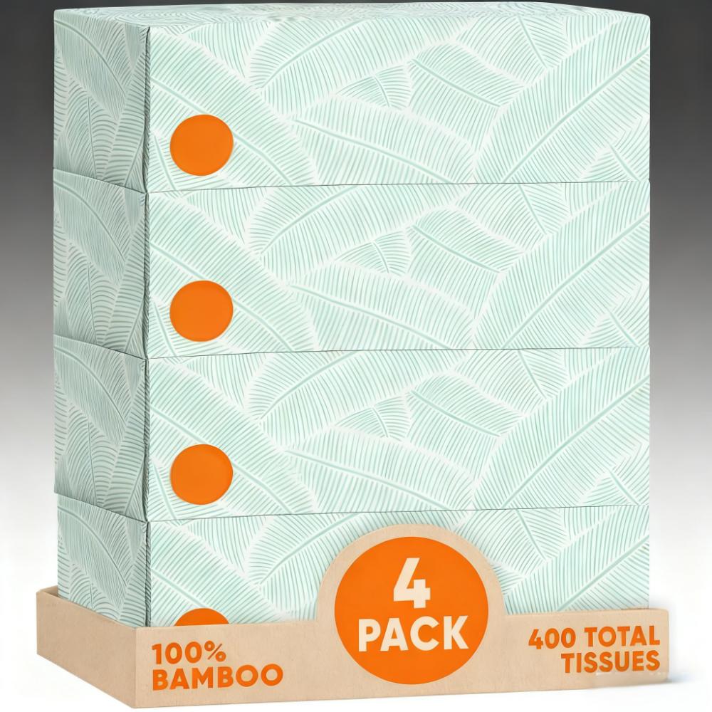 100% Bamboo Fragrance-Free Facial Tissues (Eco-Friendly, Ultra-Soft)