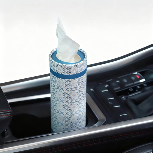 Cylindrical Facial Tissue Holder (Portable, Stylish Pattern Design)