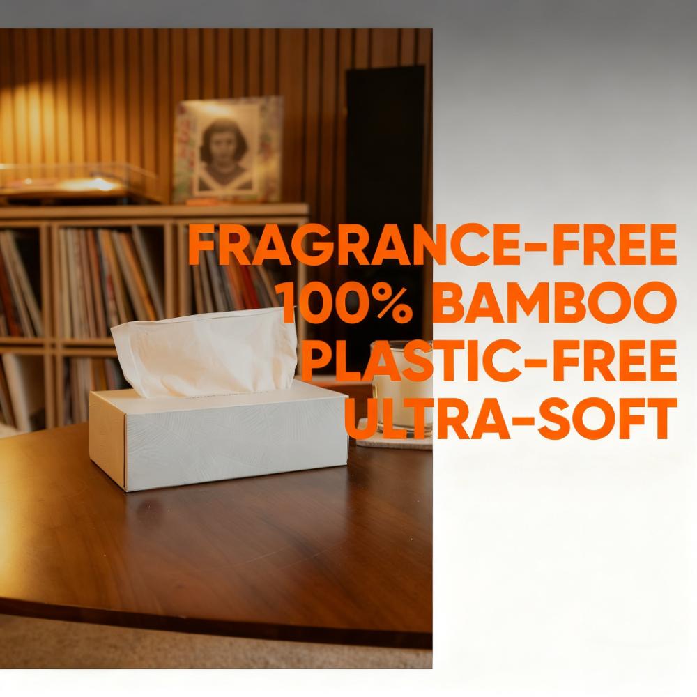 100% Bamboo Fragrance-Free Facial Tissues (Eco-Friendly, Ultra-Soft)