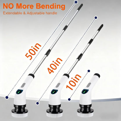 Rechargeable Extendable Spin Scrubber (8 Attachments, IPX6 Water Resistant)