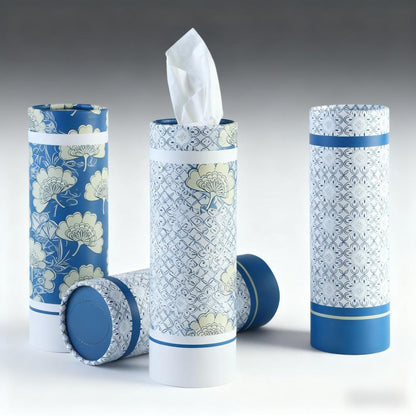 Cylindrical Facial Tissue Holder (Portable, Stylish Pattern Design)