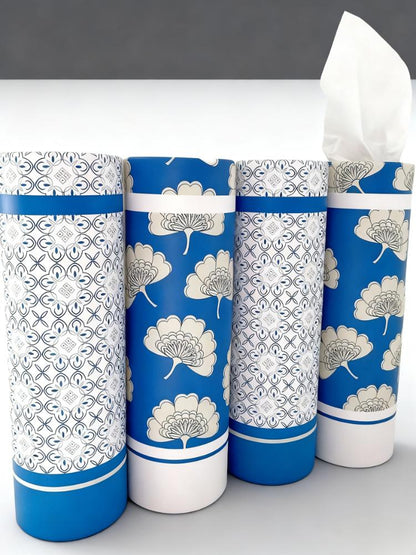 Cylindrical Facial Tissue Holder (Portable, Stylish Pattern Design)