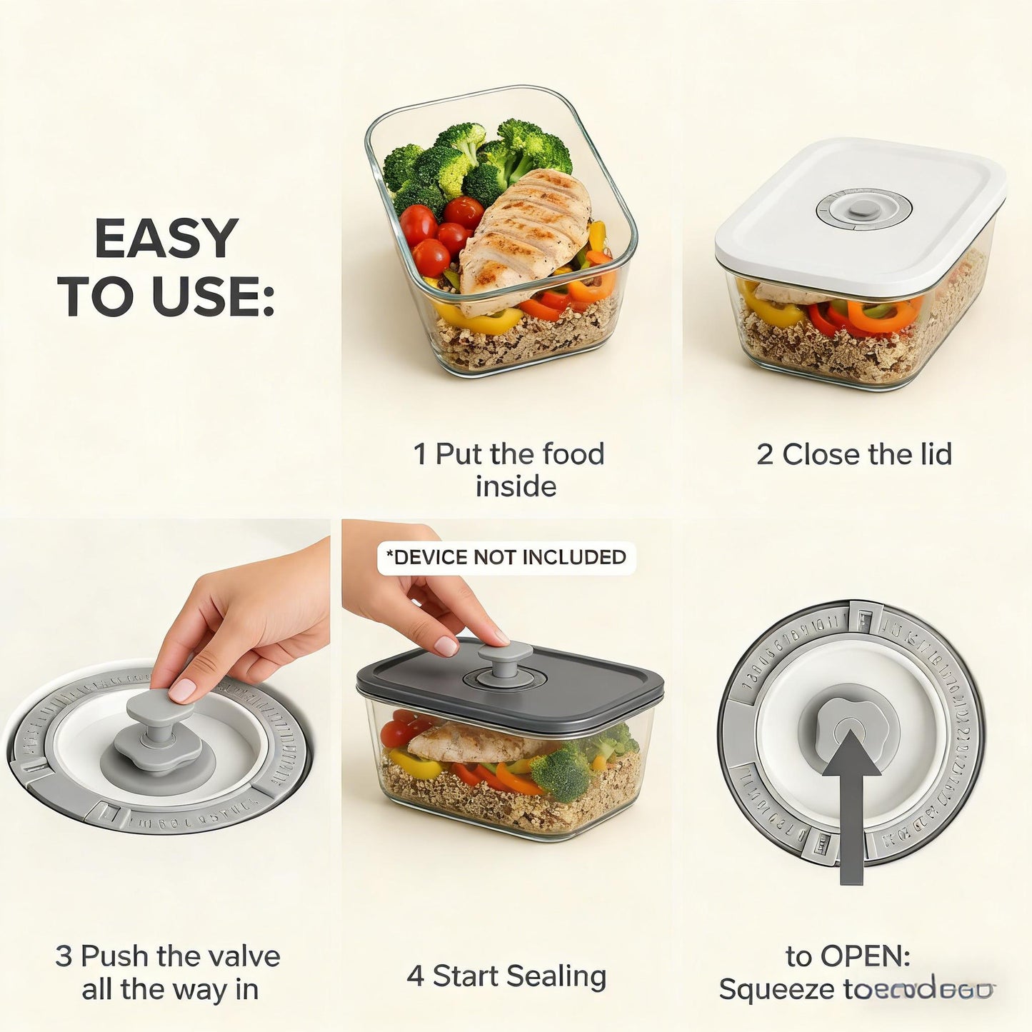 Vacuum-Seal Glass Food Storage Container Set