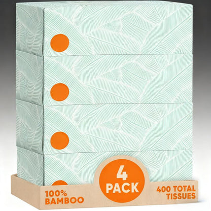 100% Bamboo Fragrance-Free Facial Tissues (Eco-Friendly, Ultra-Soft)